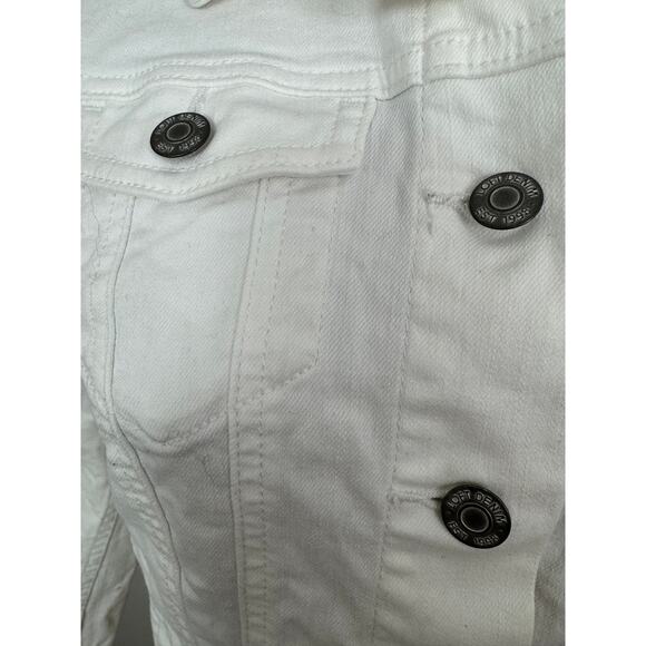 Made and Loved LOFT Denim White Jean Jacket XS Classic Stretch Cotton - Picture 2 of 4